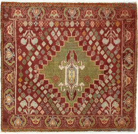 Shiraz Tappeto 70 x 60 Rosso (Iran) Annodato A Mano