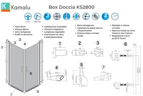 Kamalu - box doccia 90x90 due ante battenti vetro trasparente ks2800
