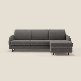 Ninfea Divano Letto Angolare con Penisola Contenitore e Materasso H18 cm - piedini in metallo e Tessuto impermeabile T03