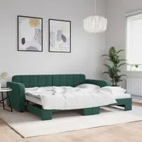 Divano Letto con Letto Estraibile Verde Scuro 90x200cm Velluto 3196931