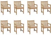 Sedie da Giardino 8 pz con Cuscini Beige in Massello di Teak 3073061