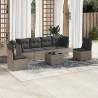 Set Divani da Giardino 7 pz con Cuscini Grigio in Polyrattan 3249219