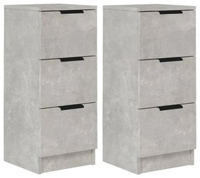 Credenze 2 pz grigio cemento 30x30x70 cm in legno multistrato