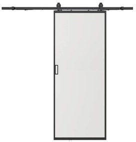 Porta scorrevole con sistema esterno muro H205 x L83 cm Alluminio e Vetro temperato smerigliato - LINCI II
