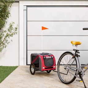 Rimorchio Da Bici Per Animali Rosso E Grigio Oxford E Ferro /