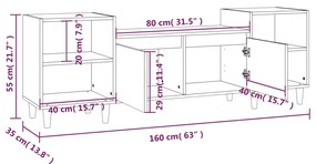 Mobile Porta TV Rovere Sonoma 160x35x55 cm Legno Multistrato