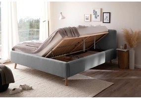 Letto matrimoniale imbottito grigio con contenitore con rete inclusa 160x200 cm Mattis – Meise Möbel