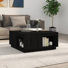 Tavolino Da Salotto Nero 80x81x36,5 Cm Legno Massello Di Pino /