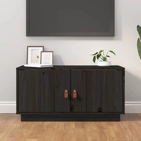 Mobile porta tv nero 80x34x40 cm in legno massello di pino