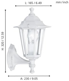 EGLO 22463 - Applique da esterno LATERNA 5 1xE27/60W bianco