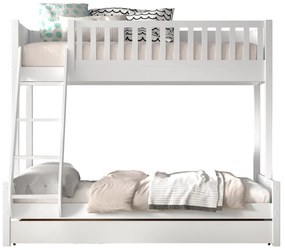 Letto a castello in pino bianco con spazio contenitivo 140x200/90x200 cm SCOTT - Vipack