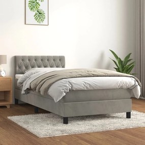 Giroletto A Molle Con Materasso Grigio Chiaro 100x200cm Velluto /