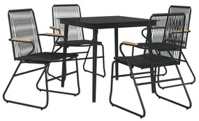 Set da pranzo da giardino 5 pz nero in rattan pvc