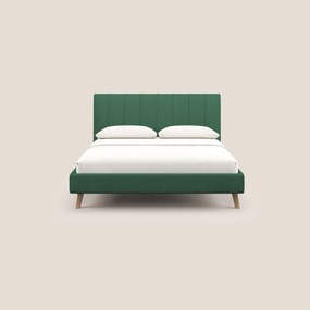 Selene letto imbottito con piedini naturali sfoderabile in tessuto impermeabile T02