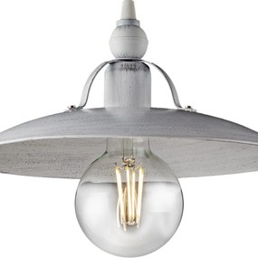 Sospensione Cantina Stile Industrial 1 Luce Ferro Bianco E Argento