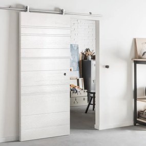 Porta scorrevole Mast Incisa in mdf bianco, L 93 x H 212 cm, con binario Ermes Reversibile