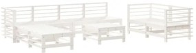 Set Salotto da Giardino 9 pz Bianco in Legno Massello di Pino