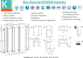 Porta doccia 115cm vetro serigrafato altezza 180cm KP3000 - KAMALU