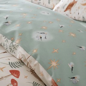 Biancheria da letto beige-verde per letto matrimoniale 200x200 cm Enchanted Twilight Animals - Catherine Lansfield