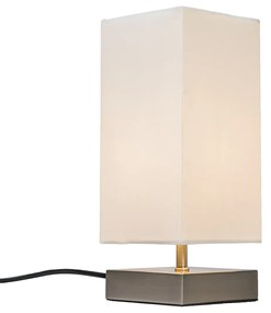 Lampada da tavolo moderna bianca con base in acciaio - Milo