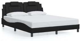 Giroletto con luci led nero 160x200 cm in similpelle