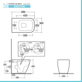 Wc filomuro Rak serie Caroline in ceramica con scarico universale