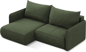 Divano angolare verde allungabile/con contenitore (con penisola a sinistra) Nanea – Makamii