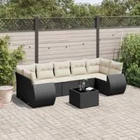 Set Divani da Giardino con Cuscini 8 pz Nero in Polyrattan 3221135