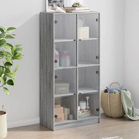 Credenza Con Ante Grigio Sonoma 68x37x142 Cm Legno Multistrato /