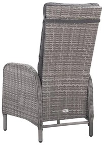 Set da Pranzo da Giardino 3 pz in Polyrattan e Vetro Grigio