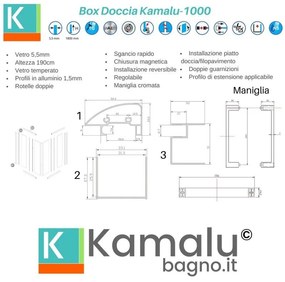 Kamalu - box doccia 100x80 doppio scorrevole altezza 190 kamalu-1000