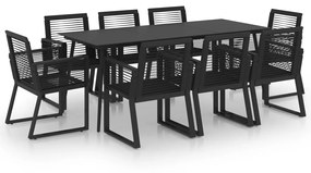 Set da pranzo da giardino 9 pz in rattan pvc nero