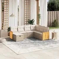 Set Divani da Giardino 7 pz con Cuscini Beige in Polyrattan 3265762