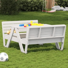 Tavolo Picnic Per Bambini Bianco 88x122x58 Cm Massello Di Pino /
