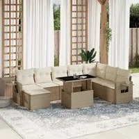 Set Divano da Giardino 9 pz con Cuscini Beige in Polyrattan 3268098