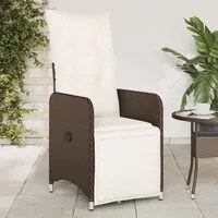 Sedia Reclinabile da Giardino con Cuscini Marrone in Polyrattan 365696