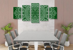 Quadri 5 pezzi – Mandala etnica delicata in verde