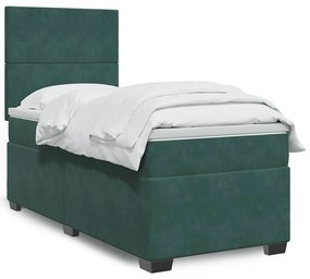 Giroletto A Molle Con Materasso Verde Scuro 80x200 Cm Velluto /