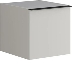Base laterale Pixel con anta Plain laccato opaco Beige Greige e maniglia alluminio nero opaco L.40 H.40 P.45,5 cm.