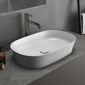 Lavabo da appoggio ovale in ceramica L 60 x H 12 x P 38 cm bianco