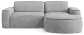 Divano angolare grigio chiaro (con penisola a destra/con chaise lounge) con rivestimento in ciniglia Omao – Makamii