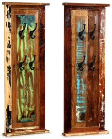 Appendiabiti 2 Pz İn Legno Massello Di Recupero 38x100 Cm /