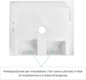 Vasca lavatoio 60x50 cm in ceramica bianca da installare da incasso