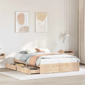 Letto Senza Materasso 140x200 Cm İn Legno Massello Di Pino /
