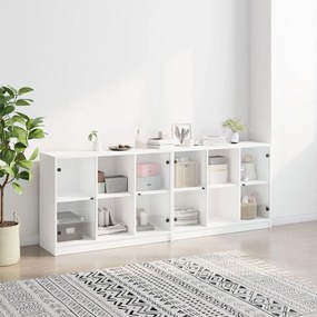 Libreria con ante bianca 204x37x75 cm in legno multistrato