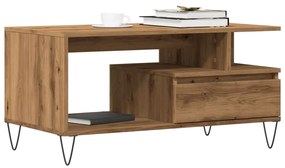 Tavolino Salotto Rovere Artigianale 90x49x45 Cm Multistrato /