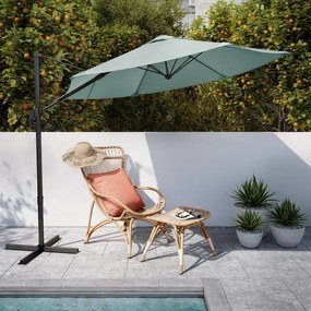 Ombrellone decentrato grigio Avea NATERIAL Ø 289 cm con telo blu
