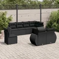 Set Divani da Giardino con Cuscini 8 pz Nero in Polyrattan 3253972