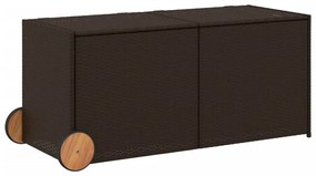 Contenitore da giardino con ruote marrone 283l in polyrattan