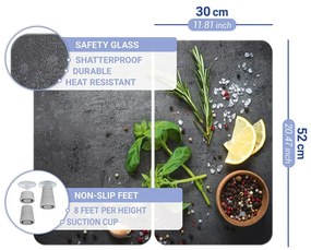 Set di 2 copri stufe in vetro grigio Herbs Universal - Wenko